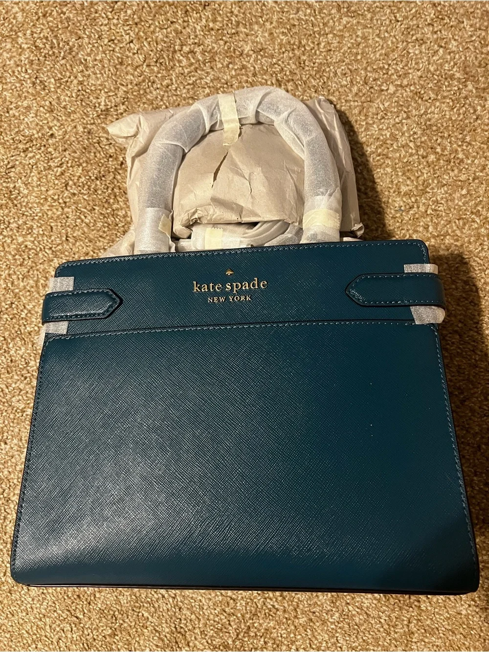 NWT Kate Spade teal leather satchel